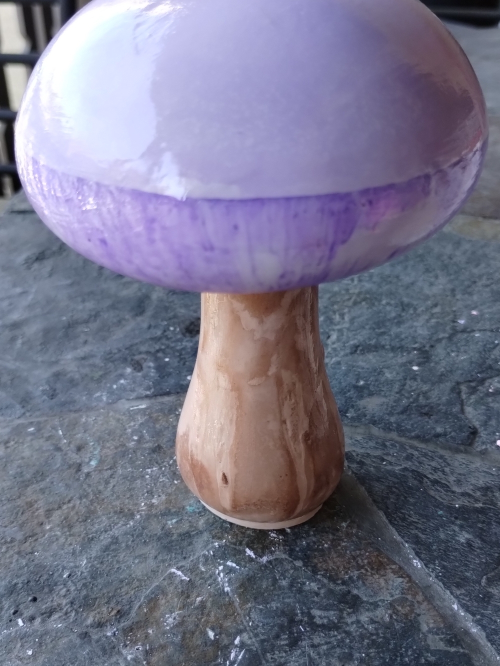 Handcrafted Purple Glazed Ceramic Mushroom Decor